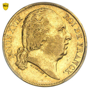 Monnaie - France - Louis XVIII - 20 francs or - 1820 A Paris - Sans tête de cheval - PCGS AU 50 avers