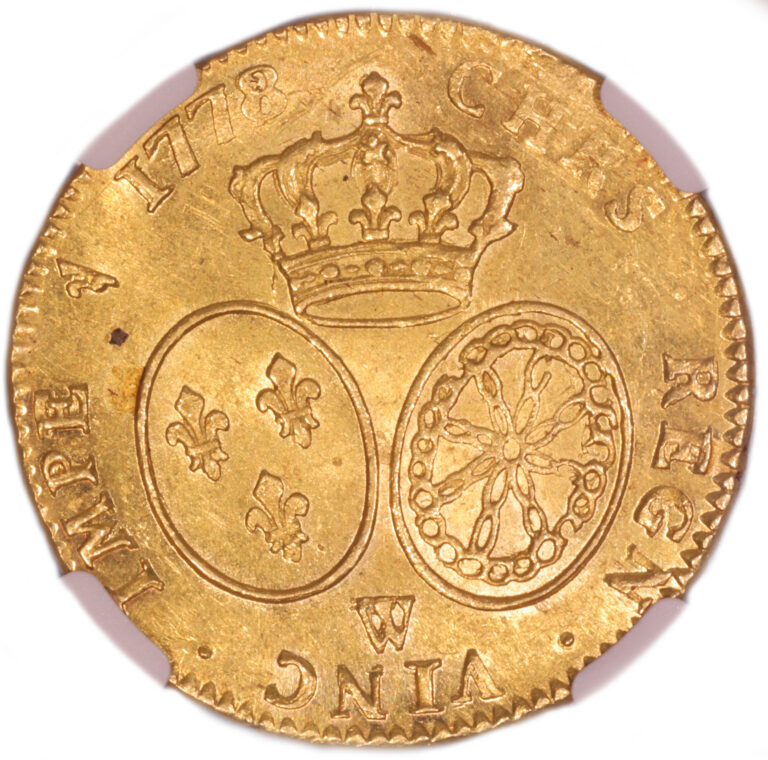 France - Louis XVI - Gold -  Double Louis d'or au buste habillé - 1778 W Lille - Variety 8/7 - NGC MS 62 reverse